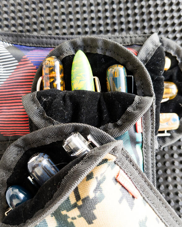 Interior of three-pen pouch