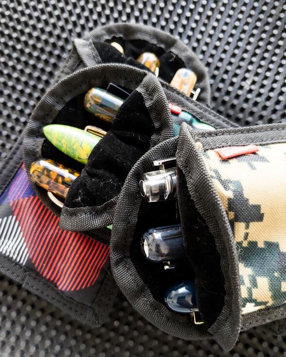 Interior of three-pen pouch